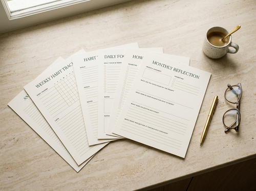 Printed Companion Kit tracker and checklist pages