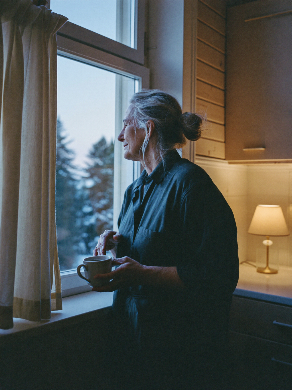Porträtt i tidigt morgonljus