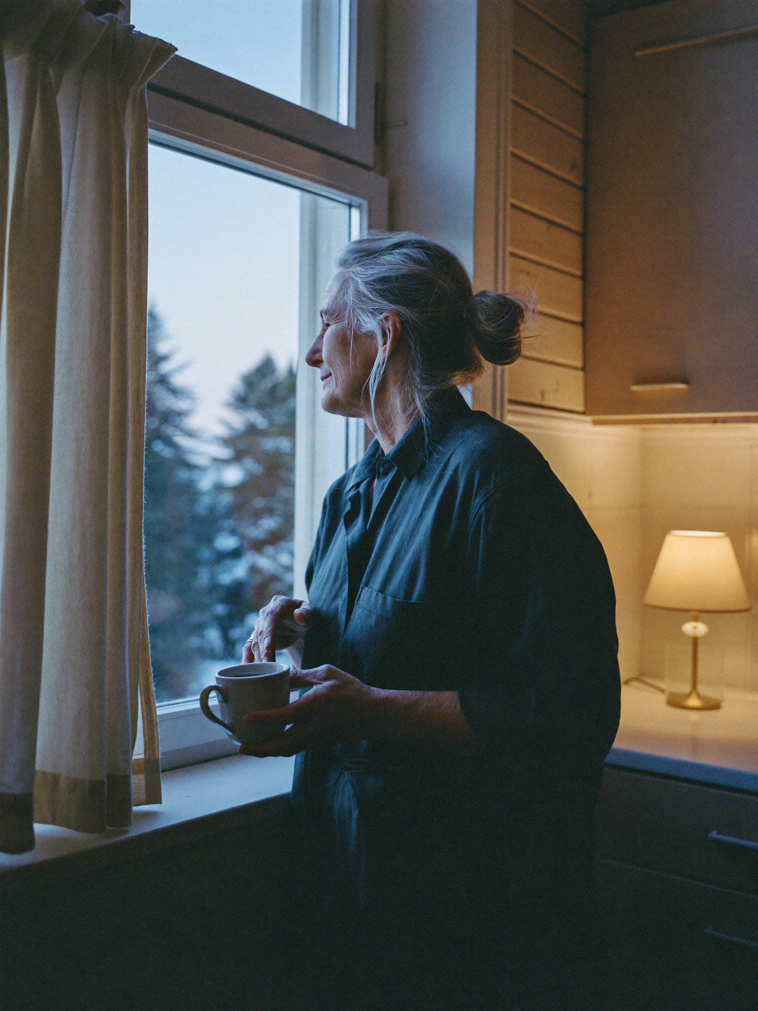 Porträtt i tidigt morgonljus